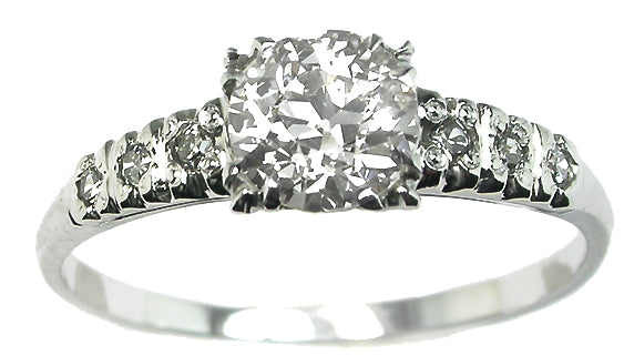 Antique 0.65ct Diamond 14k White Gold Engagement Ring