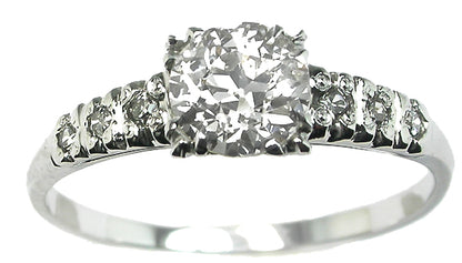 Antique 0.65ct Diamond 14k White Gold Engagement Ring