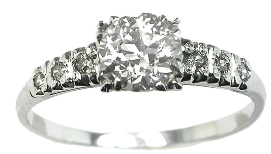 Antique 0.65ct Diamond 14k White Gold Engagement Ring