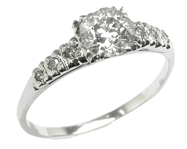 Antique 0.65ct Diamond 14k White Gold Engagement Ring