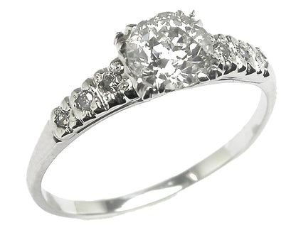 Antique 0.65ct Diamond 14k White Gold Engagement Ring