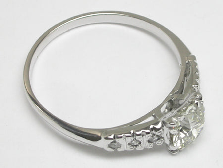 Antique 0.65ct Diamond 14k White Gold Engagement Ring