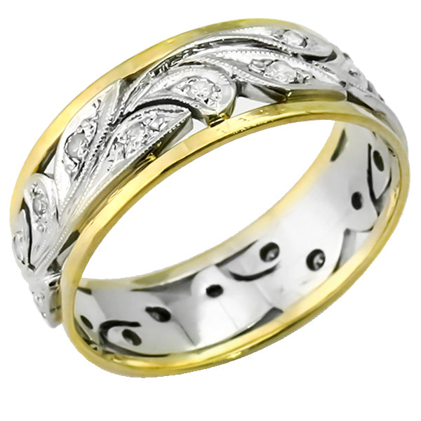 Antique 0.65ct Diamond  2 Tone  Wedding Band