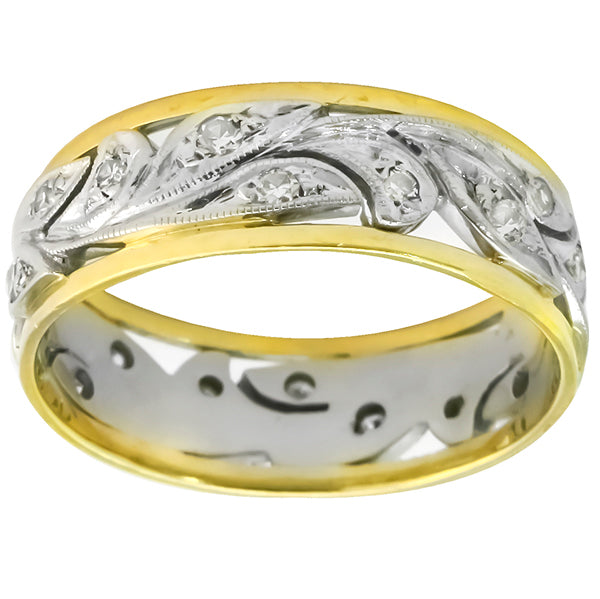 Antique 0.65ct Diamond  2 Tone  Wedding Band