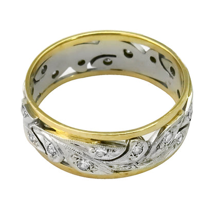 Antique 0.65ct Diamond  2 Tone  Wedding Band
