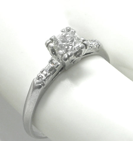 Antique  0.65ct Old Mine Diamond Platinum Engagement Ring