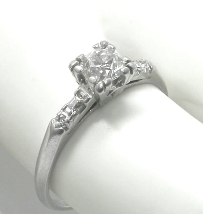 Antique  0.65ct Old Mine Diamond Platinum Engagement Ring