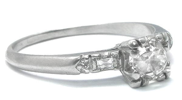 Antique  0.65ct Old Mine Diamond Platinum Engagement Ring