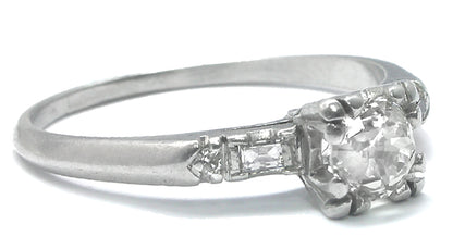 Antique  0.65ct Old Mine Diamond Platinum Engagement Ring