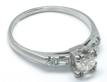 Antique  0.65ct Old Mine Diamond Platinum Engagement Ring