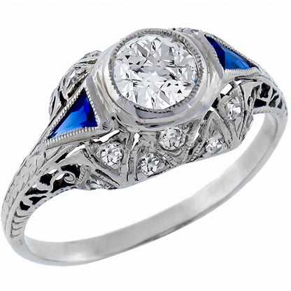 Antique 0.65ct Platinum Diamond Engagement Ring