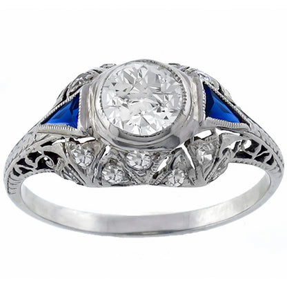 Antique 0.65ct Platinum Diamond Engagement Ring