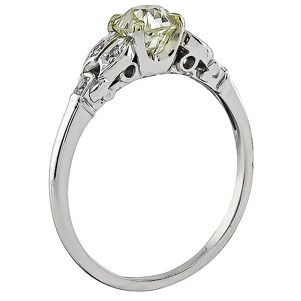 Antique 0.69ct Light Fancy Yellow Diamond Engagement Ring
