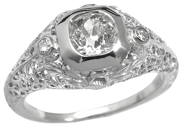 Antique 0.72ct Diamond Gold Engagement Ring