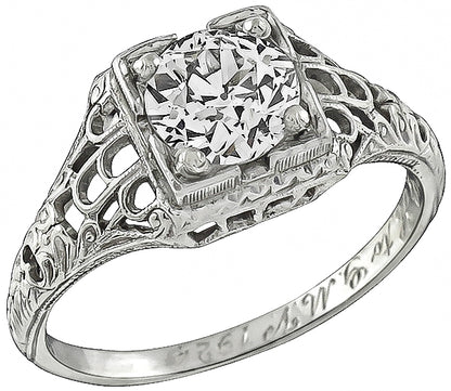 Antique 0.80ct Diamond Engagement Ring