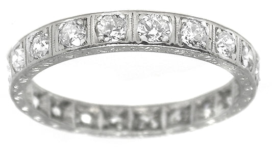 Antique 0.84ct Diamond Platinum Eternity Wedding Band