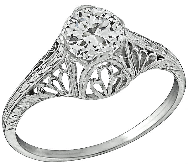 Antique 0.96ct Diamond Engagement Ring