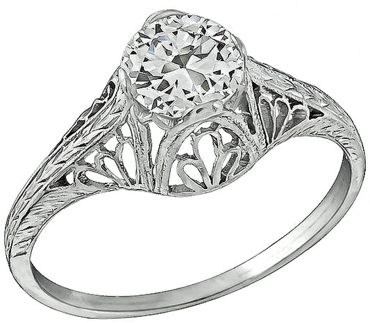 Antique 0.96ct Diamond Engagement Ring
