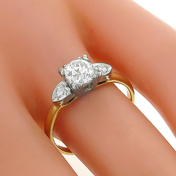 Antique 0.98ct Diamond Gold Engagement Ring