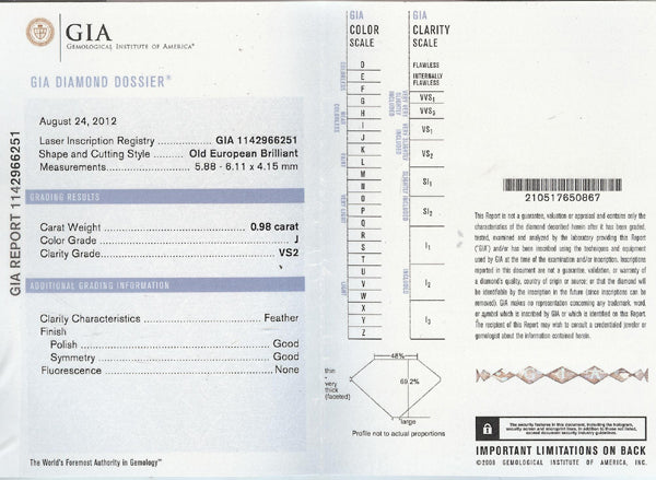 Antique 0.98ct Diamond Sapphire Platinum Engagement Ring