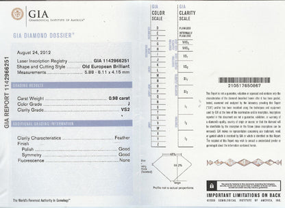 Antique 0.98ct Diamond Sapphire Platinum Engagement Ring