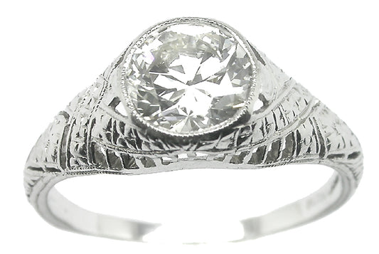 Antique 1.06ct Diamond Platinum Engagement Ring