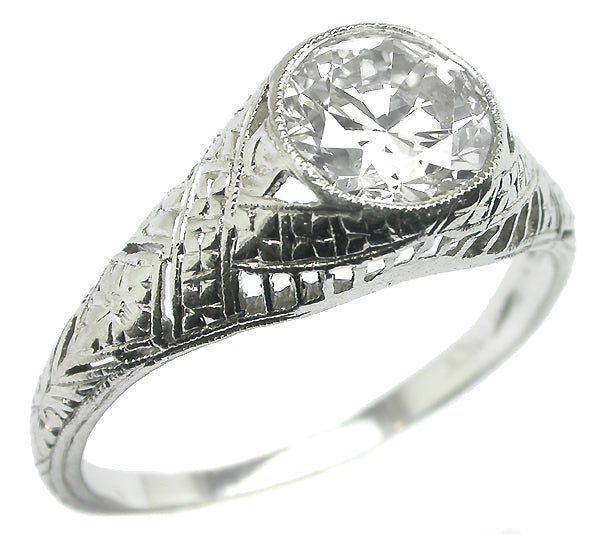 Antique 1.06ct Diamond Platinum Engagement Ring