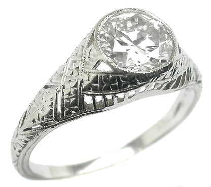 Antique 1.06ct Diamond Platinum Engagement Ring