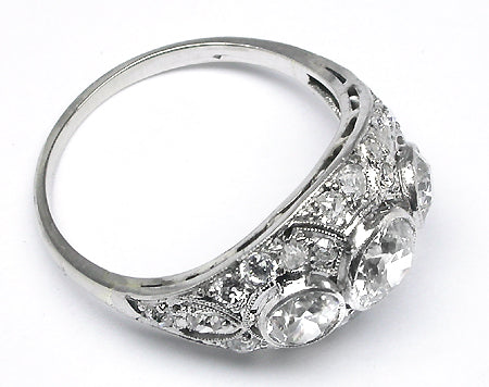 Antique  1.10ct Old Mine Diamond 18k White Gold Ring