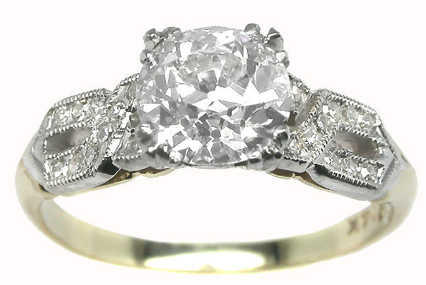 Antique 1.11ct Diamond 14k Yellow and White Gold Engagement Ring