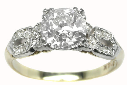 Antique 1.11ct Diamond 14k Yellow and White Gold Engagement Ring