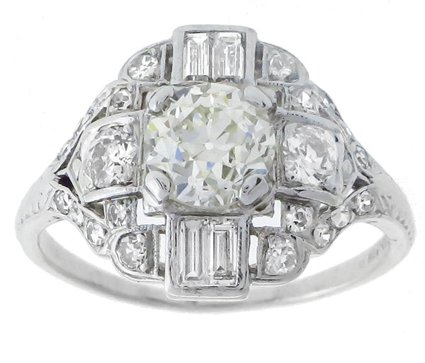 Antique 1.25ct Center Diamond 1.40ct Diamond Engagemet Ring