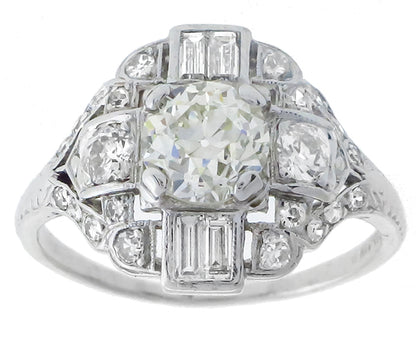 Antique 1.25ct Center Diamond 1.40ct Diamond Engagemet Ring