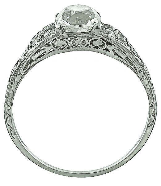 Antique 1.30ct Table Cut/ Ascher Cut Diamond Platinum Engagement Ring