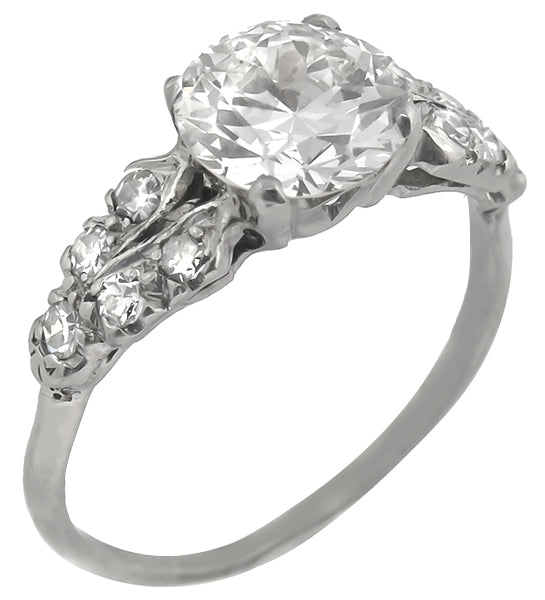 Antique  1.32ct Diamond Platinum Engagement Ring