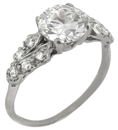 Antique  1.32ct Diamond Platinum Engagement Ring