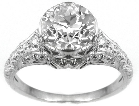 Antique 1.36ct Diamond Platinum Engagement Ring