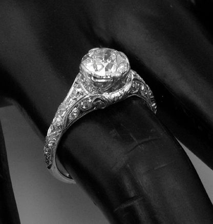 Antique 1.36ct Diamond Platinum Engagement Ring
