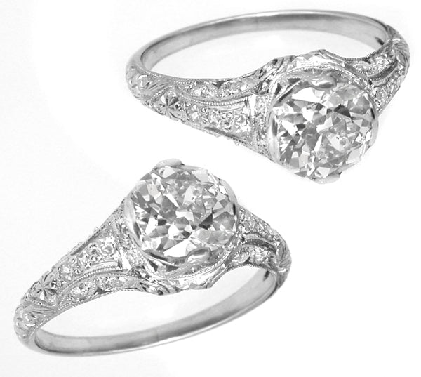 Antique 1.36ct Diamond Platinum Engagement Ring