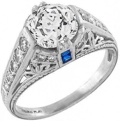 Antique 1.36ct Platinum Diamond Engagement Ring