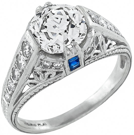 Antique 1.36ct Platinum Diamond Engagement Ring