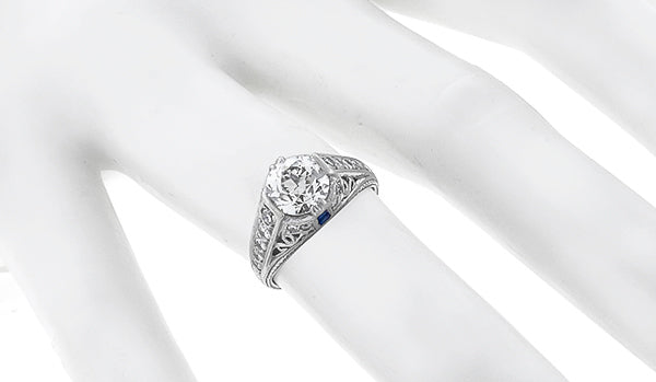 Antique 1.36ct Platinum Diamond Engagement Ring