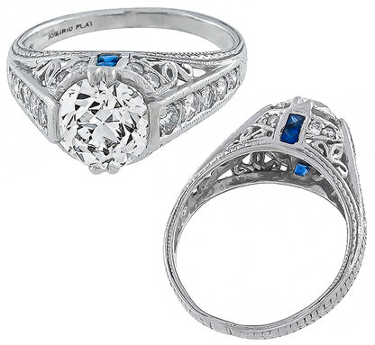 Antique 1.36ct Platinum Diamond Engagement Ring