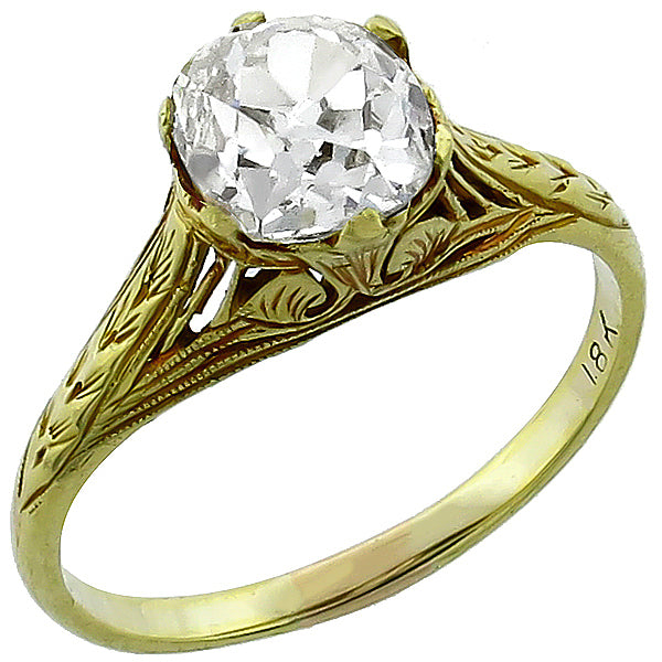 Antique 1.50ct Diamond Gold Engagement Ring