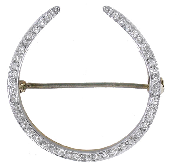 Antique 1.50ct Diamond Gold Horseshoe Pin