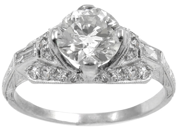 Antique 1.51ct  Diamond Platinum Engagement Ring