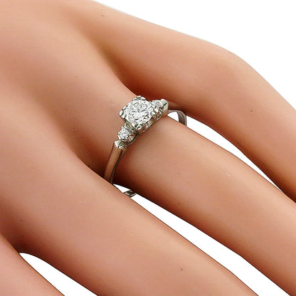 Antique 1920s 0.40ct Old Mine Brilliant Diamond Platinum Engagement Ring