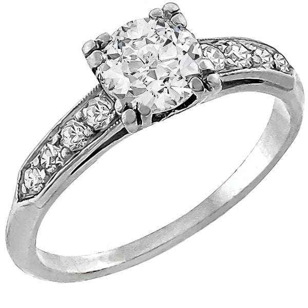 Antique 1920s  0.50ct Old Mine Cut Diamond Platinum Engagement Ring