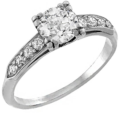 Antique 1920s  0.50ct Old Mine Cut Diamond Platinum Engagement Ring