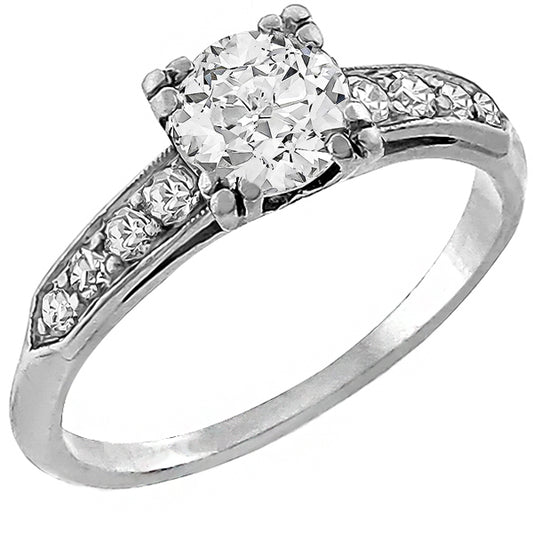 Antique 1920s  0.50ct Old Mine Cut Diamond Platinum Engagement Ring